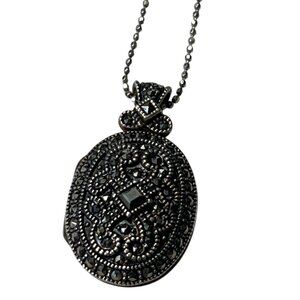 Vintage Locket Sterling Silver & Marcasite